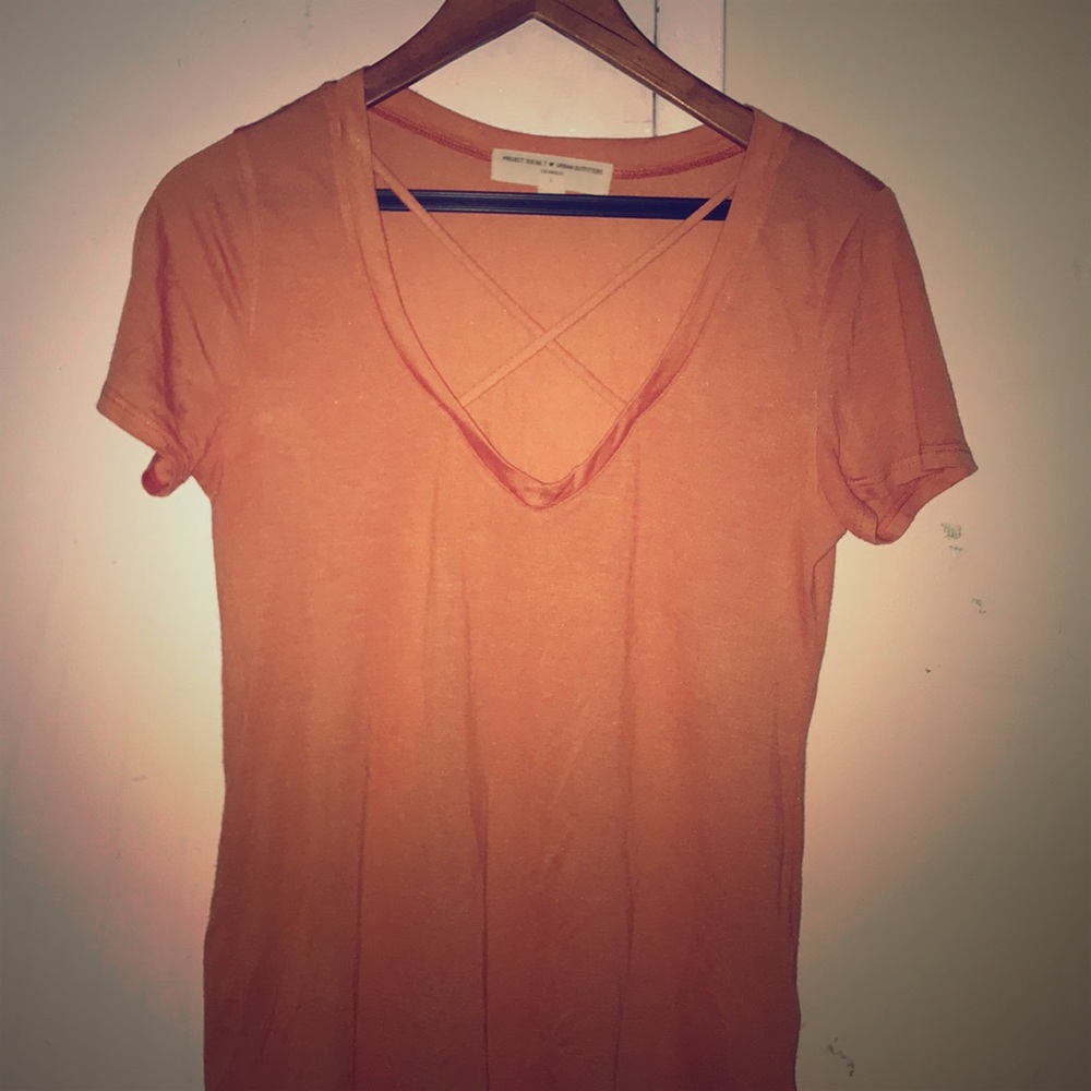 Project Social T Cross Front deep v orange tee